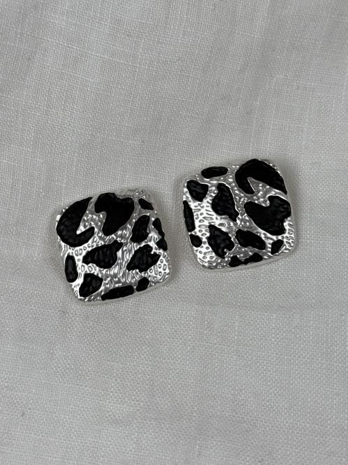 Hovedbilde Firkantet Leopardknapp - Sølv