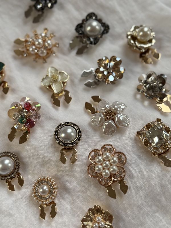 Button covers - sølv bling